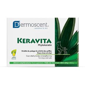 Dermoscent Keravita® Dog & Cat Skin and Coat Coat - حبوب فيتامين الطبيعية لفقدان الشعر أو مخالب هشة - 30 قرصًا
