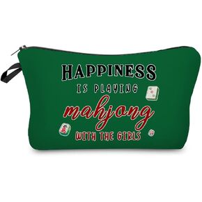 Mahjong Pattern Makeup Bag الصينية Mahjong الصغيرة المنظم السوستة السعادة السعادة تلعب دور Mahjong Cosmetic Bag عيد ميلاد لمحبي Mahjong نساء أصدقاء