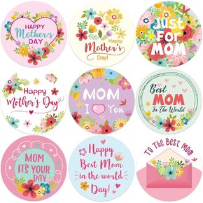 Happy Mothers Day Stickers 240 Pcs Floral Mother’s Day Sticker Sheets Round Labels for Decorations