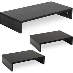 TEAMIX 2 Pack Black Monitor Stand Riser and 1 Pack 20 inch Black Monitor Stand Riser for Computer Desk Home Office Organization.