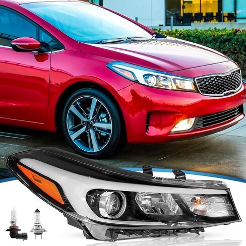 Right Headlight Assembly Compatible with 2017 2018 Kia Forte Halogen Front Passenger Side No LED w/Bulbs in Saudi Arabia