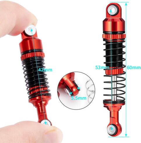 MOHERO 4Pcs 53mm Shocks - Aluminum Threaded Shock Absorber Oil Damper for 1/18 RC Rock Crawler Ascent-18 Upgrades Parts (Black) in Saudi Arabia