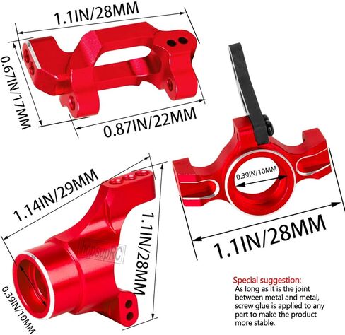 RC Aluminium C-Hubs كتلة التوجيه الكتل العذبة ل 1/18 مربعة الزعنفة Teton Desert Prerunner Rally ، حاملات محاور كعب in Kuwait