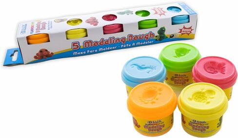 BAZIC Modeling Dough 1 Oz, 5 Fluorescent Colors, Non Toxic Soft DIY Modeling Clay with Mold Caps for Art and Crafts, Sculpting, Kids Children, 1-Pack in Saudi Arabia