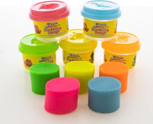 BAZIC Modeling Dough 1 Oz, 5 Fluorescent Colors, Non Toxic Soft DIY Modeling Clay with Mold Caps for Art and Crafts, Sculpting, Kids Children, 1-Pack in Saudi Arabia