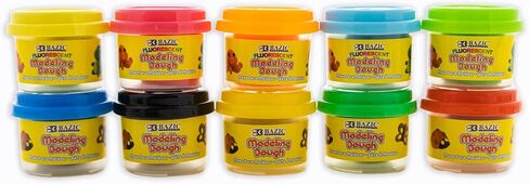 BAZIC Modeling Dough 1 Oz, 5 Fluorescent Colors, Non Toxic Soft DIY Modeling Clay with Mold Caps for Art and Crafts, Sculpting, Kids Children, 1-Pack in Saudi Arabia