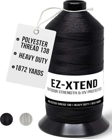 EZ-SENEND #138 BONDED POLYESTER THELL 100 ٪ American Made لتطبيقات الخياطة في الهواء الطلق والبحرية ، المظلات ، القنب ، قماش. لآلات الخياطة الثقيلة والصناعية (بيضاء ، 8 أوقية) in Kuwait