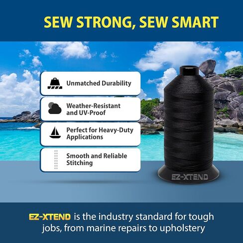 EZ-SENEND #138 BONDED POLYESTER THELL 100 ٪ American Made لتطبيقات الخياطة في الهواء الطلق والبحرية ، المظلات ، القنب ، قماش. لآلات الخياطة الثقيلة والصناعية (بيضاء ، 8 أوقية) in Kuwait