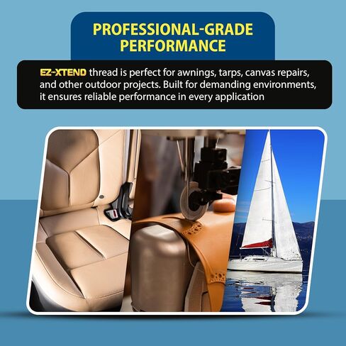 EZ-SENEND #138 BONDED POLYESTER THELL 100 ٪ American Made لتطبيقات الخياطة في الهواء الطلق والبحرية ، المظلات ، القنب ، قماش. لآلات الخياطة الثقيلة والصناعية (بيضاء ، 8 أوقية) in Kuwait