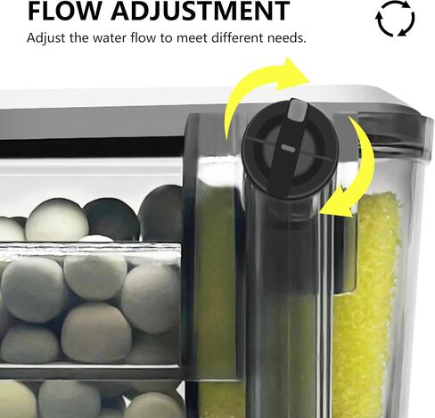 Wonderfactory Small Aquarium Filter 1 to 5 Gallon Fish Tank, 80 GPH HOB Hang on Back Included Sponge Ceramic Media Biological Material Filtration Water Pump Flow Adjustable in Saudi Arabia