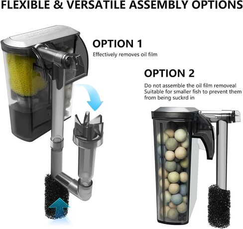 Wonderfactory Small Aquarium Filter 1 to 5 Gallon Fish Tank, 80 GPH HOB Hang on Back Included Sponge Ceramic Media Biological Material Filtration Water Pump Flow Adjustable in Saudi Arabia