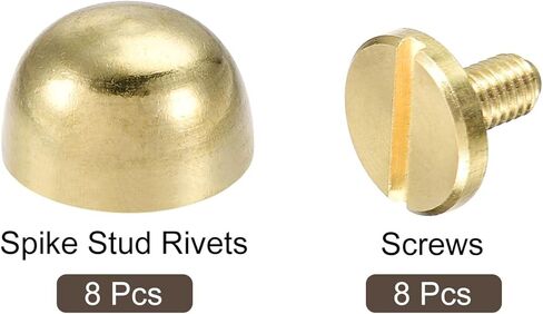 uxcell 10x6mm Round Studs Rivet Purse Handbag Feet Spike Brass Leather Craft Screw Back Rivets DIY 8 Sets in Kuwait