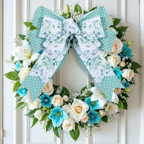 Spring Wired Edge Ribbon Retro Wild Floral Craft Ribbon Spring Fabric Ribbon for Wreath Bow Making DIY Wrapping Party Decor Supplies, 2 Rolls, 10 Yard (Green Wildflowers) in Kuwait