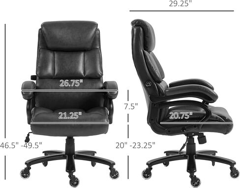 Vinsetto 400lbs Big and Tall Office Chair, PU Leather Executive Office Chair for Heavy People with Extra Wide Seat, Tilt Rock and Padded Armrests, Black in Saudi Arabia