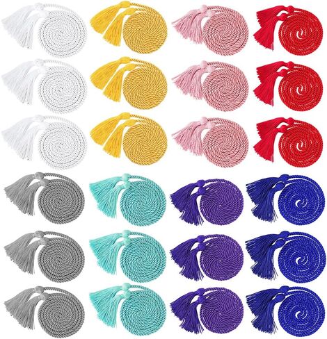 24 Pcs Graduation Honor Cord, Graduation Cords Bulk, Braided Honor Ropes with Tassel, Single Color Braided with Tassel for 2025 Graduated Students (Colorful) in Kuwait