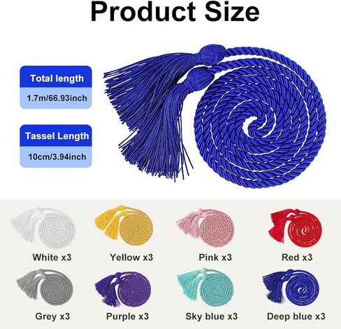 24 Pcs Graduation Honor Cord, Graduation Cords Bulk, Braided Honor Ropes with Tassel, Single Color Braided with Tassel for 2025 Graduated Students (Colorful) in Kuwait