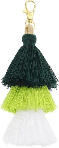 uxcell Tri-Layered Tassels 6.7Inch Tassel Bag Charm Bohemian Keychains Handmade Tassel Keychain for DIY Projects, Jewelry Making, Decoration (Rose Red/Red/Orange) in Kuwait