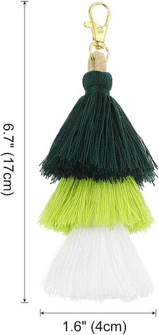 uxcell Tri-Layered Tassels 6.7Inch Tassel Bag Charm Bohemian Keychains Handmade Tassel Keychain for DIY Projects, Jewelry Making, Decoration (Rose Red/Red/Orange) in Kuwait