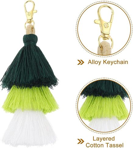uxcell Tri-Layered Tassels 6.7Inch Tassel Bag Charm Bohemian Keychains Handmade Tassel Keychain for DIY Projects, Jewelry Making, Decoration (Rose Red/Red/Orange) in Kuwait