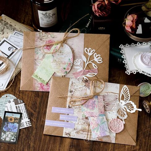 Siblymona 170pcs ملصقات Scrapbooking Pack ، ملصقات Junk Journal عتيقة الحزمة Kraft Papers Diary Planner Diary Notebook DIY Crafts (A) in Saudi Arabia