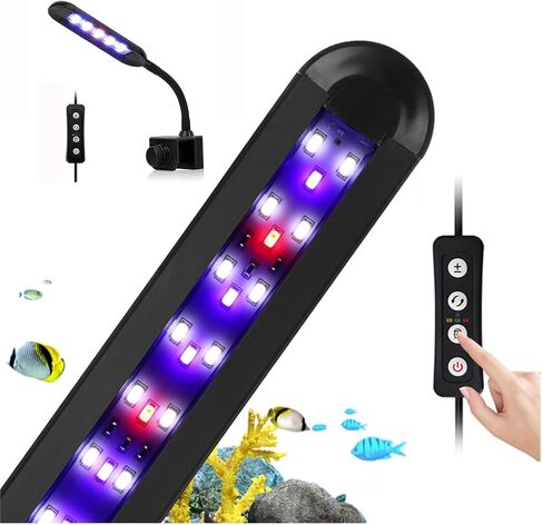 Nano Fish Tank Clip on Light with Timer LED Aquarium Light Full-Spectrum 3 Modes 5 Brightness Dimmable,Memory Function Flexible Gooseneck White+Red+Blue LED Aquarium Plant Lamp (6W for 6-12inch) in Saudi Arabia