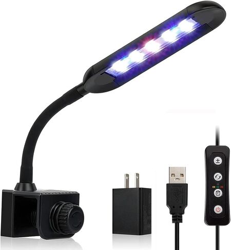 Nano Fish Tank Clip on Light with Timer LED Aquarium Light Full-Spectrum 3 Modes 5 Brightness Dimmable,Memory Function Flexible Gooseneck White+Red+Blue LED Aquarium Plant Lamp (6W for 6-12inch) in Saudi Arabia