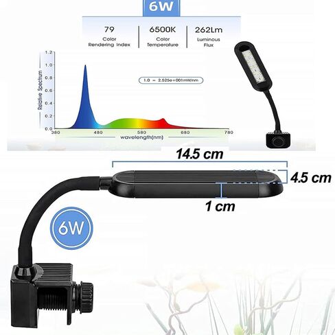 Nano Fish Tank Clip on Light with Timer LED Aquarium Light Full-Spectrum 3 Modes 5 Brightness Dimmable,Memory Function Flexible Gooseneck White+Red+Blue LED Aquarium Plant Lamp (6W for 6-12inch) in Saudi Arabia