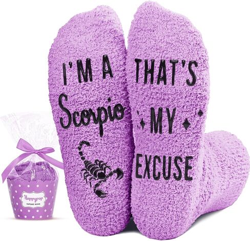HAPPYPOP Pisces Zodiac Birthday Gifts for Women - Astrology Constellation Horoscope Gifts for Teen Girls, Fuzzy fuzzy Space Galaxy Pisces Socks in Saudi Arabia