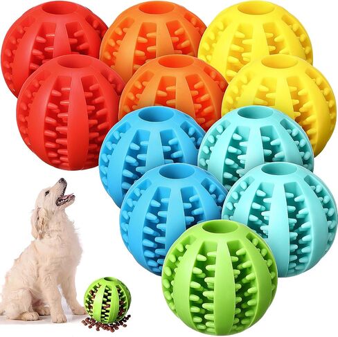 12 Pcs Dog Treat Toy Balls Bulk Interactive Dog Puzzle Toys Dispensing Puppy Balls for Teething Chew Enrichment for Boredom and Brain Stimulating Game to Keep Them Busy(Large) in Kuwait