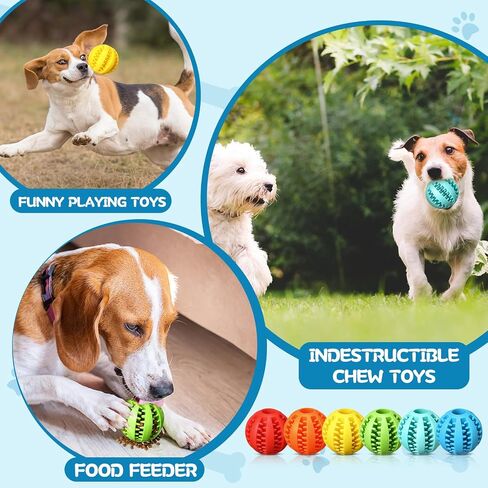 12 Pcs Dog Treat Toy Balls Bulk Interactive Dog Puzzle Toys Dispensing Puppy Balls for Teething Chew Enrichment for Boredom and Brain Stimulating Game to Keep Them Busy(Large) in Kuwait