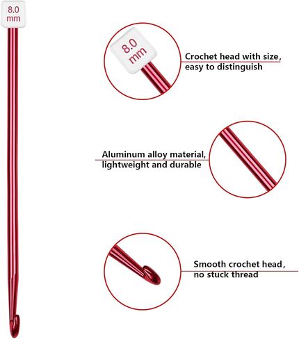 HEALEAYAR 5mm Tunisian Crochet Hooks Bulk, 27cm Extra Long Crochet Needles Aluminum Afghan Knitting Needles Tools for Beginners and Skills Class, Pack of 4 in Saudi Arabia