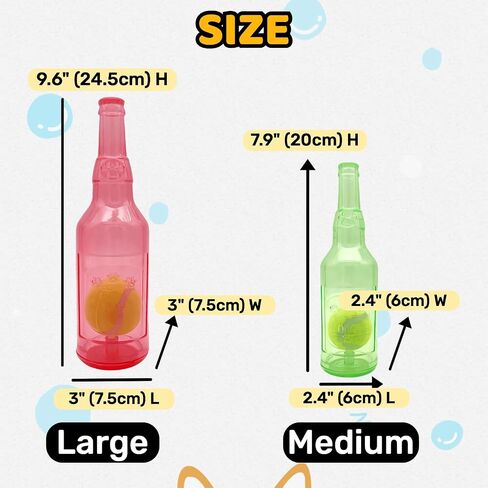 Cute Tough Dog Toy Rubber Bottle Squeaky Dogs Chew Toy Long Lasting Interactive Fetch Toy for Teething Tennis Ball Included (Blue, Medium) in Saudi Arabia