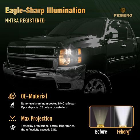 [OE Style Anti-Yellowing Headlights for 2007-2013 Chevy Silverado 1500, 07 08 09 10 11 12 13 14 Silverado 2500HD 3500 Headlight Assemblies Chrome Housing Amber Reflector Left+Right Side in Saudi Arabia
