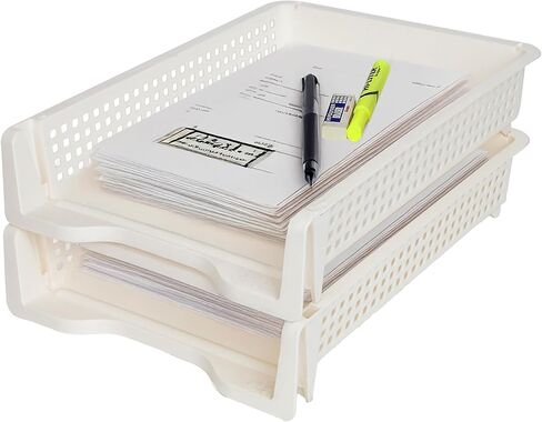 Letter Tray Desk Organizer – Stackable Paper Organizer for Home & Office, Durable Plastic Paper Tray for Desk, A4 & Letter-Size Document Holder (Black) in Kuwait