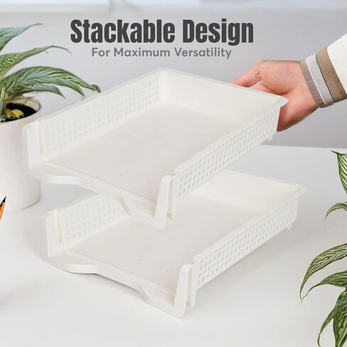 Letter Tray Desk Organizer – Stackable Paper Organizer for Home & Office, Durable Plastic Paper Tray for Desk, A4 & Letter-Size Document Holder (Black) in Kuwait