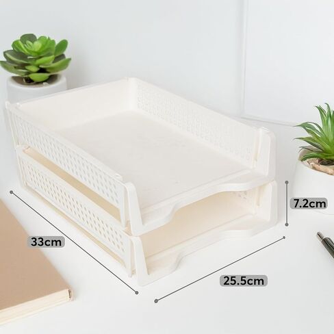 Letter Tray Desk Organizer – Stackable Paper Organizer for Home & Office, Durable Plastic Paper Tray for Desk, A4 & Letter-Size Document Holder (Black) in Kuwait
