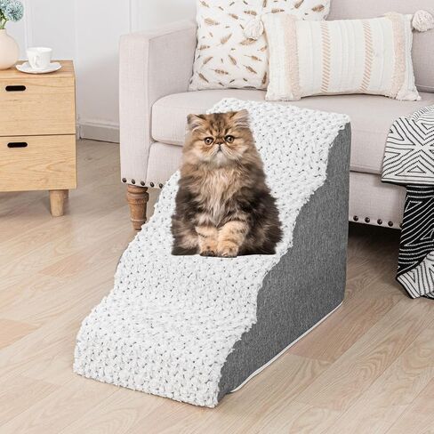 Curved Dog Stairs for High Beds Sofa 4-Steps for Small Dogs and Cats Pet Stairs for High Bed Couch Climbing Non-Slip Balanced Pet Step Indoor in Saudi Arabia