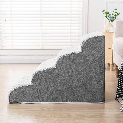 Curved Dog Stairs for High Beds Sofa 4-Steps for Small Dogs and Cats Pet Stairs for High Bed Couch Climbing Non-Slip Balanced Pet Step Indoor in Saudi Arabia