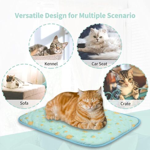 NWK 4pcs Dog Cooling Mat Ice Silk Mat for Dogs & Cats Portable & Washable Pet Blanket, Car Seats, Beds for Summer (Medium (27.5'' x 20'' x 0.3''), Green Leaf) in Kuwait