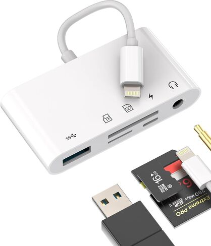 USB C Lightning to OTG SD TF Adapter Micro SD Card Reader Hub Docking Station for Apple iPhone 15Pro Dongle Cable Type C Camera Memory Flash Drive Cord Thunderbolt Mouse Keyboard Converter Accessories in Saudi Arabia