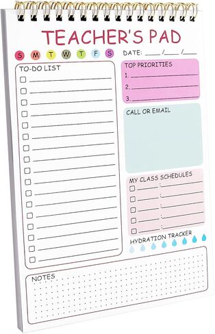 المعلم لإجراء قائمة المفكرة ، 8.3 × 5.8 بوصة مدرس ، دفتر ملاحظات قائمة مراجعة دوامة لجداول الفصل الدراسي ، المخطط اليومي ، المهام المدرسية وتحديد الأهداف (الوردي) in Kuwait