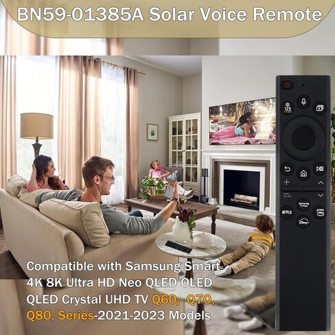 BN59-01391A Solar Voice Remote Compatible with Samsung TVs 2021 2022 2023 Neo LED Smart 4K Ultra HD TV, Replacement for Samsung Frame TV Remote with Voice, 4 Shortcut Buttons, White, 5 Years Warranty in Kuwait