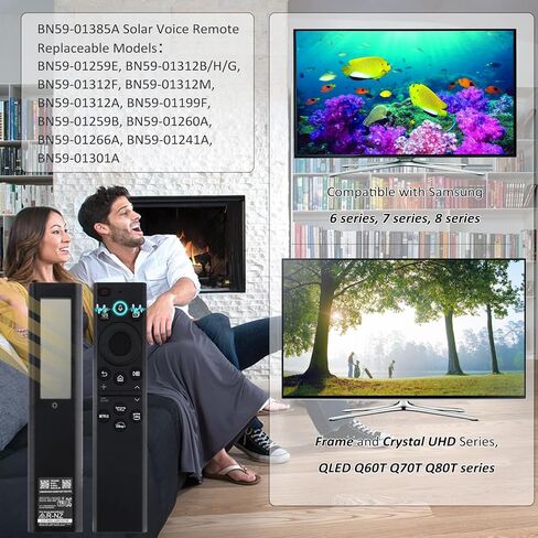 BN59-01391A Solar Voice Remote Compatible with Samsung TVs 2021 2022 2023 Neo LED Smart 4K Ultra HD TV, Replacement for Samsung Frame TV Remote with Voice, 4 Shortcut Buttons, White, 5 Years Warranty in Kuwait