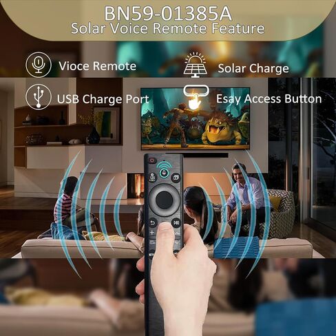 BN59-01391A Solar Voice Remote Compatible with Samsung TVs 2021 2022 2023 Neo LED Smart 4K Ultra HD TV, Replacement for Samsung Frame TV Remote with Voice, 4 Shortcut Buttons, White, 5 Years Warranty in Kuwait