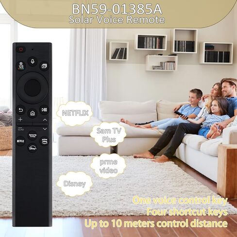 BN59-01391A Solar Voice Remote Compatible with Samsung TVs 2021 2022 2023 Neo LED Smart 4K Ultra HD TV, Replacement for Samsung Frame TV Remote with Voice, 4 Shortcut Buttons, White, 5 Years Warranty in Kuwait