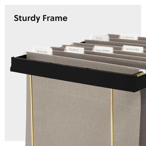 Smead Adjustable Hanging File Folder Frames, 13" W x 9.25" H x 16"-24" L, Black and Gold, Letter Size (64853) in Saudi Arabia