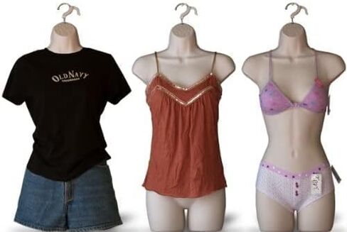 DisplayTown Female Mannequin Hip Long Torso Hollow Back Body Stackable Dress Form with Hanging Hook for Tshirt Display, Countertop, Craft Show, Photos and Design, S-M Clothing Size (Silver, Set of 2) in Kuwait