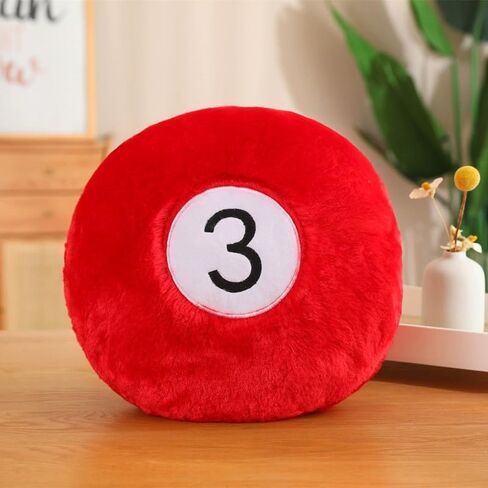 Billiard Pillow, 13.7" 8 Ball Pillow Plush Cushion, Fluffy Decorative Soft Creative Sport Stuffed Animal Toys Cuddle Gift Black in Saudi Arabia