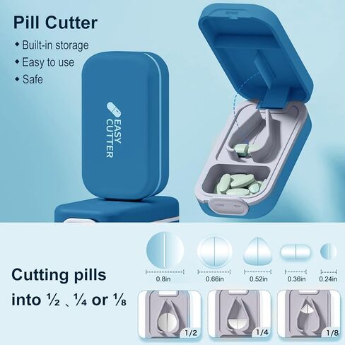 Pill Cutter Splitter for Small or Large Pills with Safety Lock - Accurate and Easy Travel-Friendly Design for Daily Use (Purple) in Kuwait