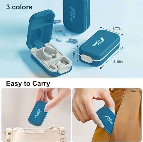 Pill Cutter Splitter for Small or Large Pills with Safety Lock - Accurate and Easy Travel-Friendly Design for Daily Use (Purple) in Kuwait